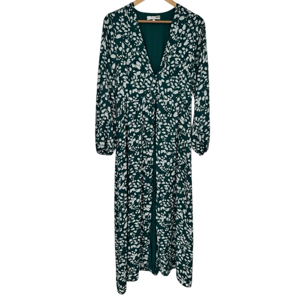 Louna Long Sleeve Daisy Green Floral Top size Medium Maxi Length V Neckline - Picture 4 of 14